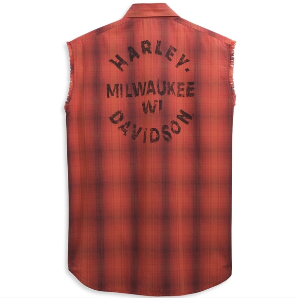 Men’s Harley Davidson Sleeveless Blowout Button Shirt - Milwaukee, WI - Size Med - Picture 2 of 5